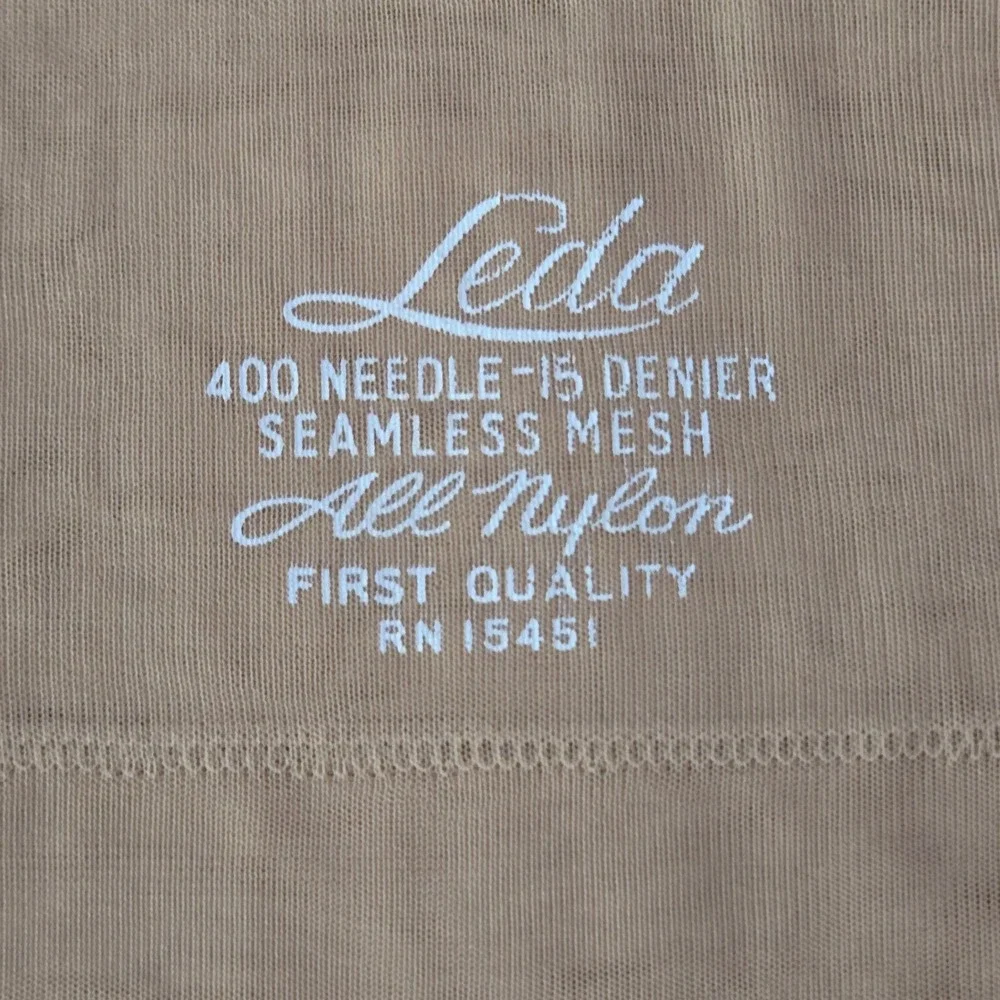 Leda Stockings 400 Needle 15 Denier Seamless Mesh All Nylon 3 Pair Shell‎